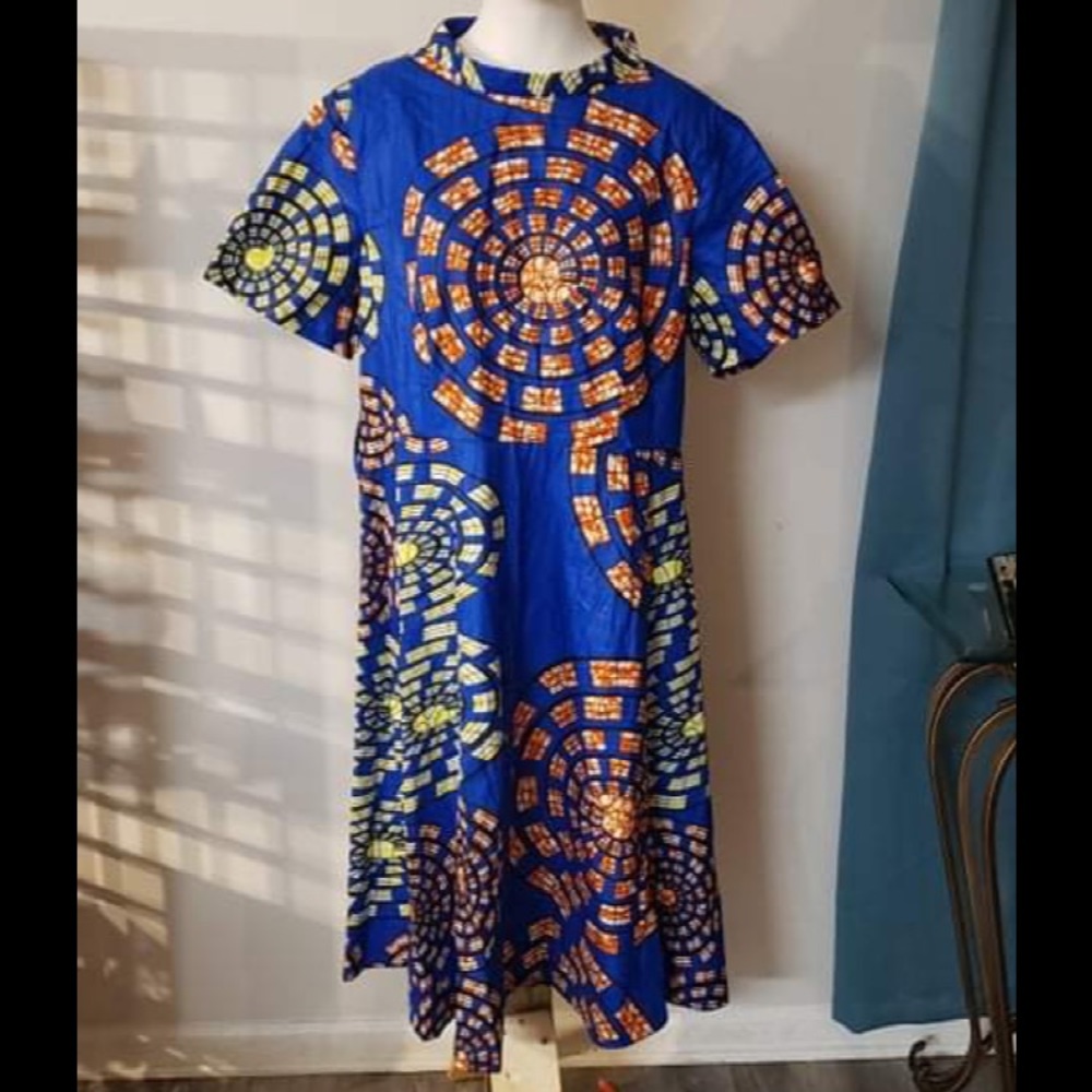 HITARGET Women Wax Print Knee Skirts Dress Size 2XL